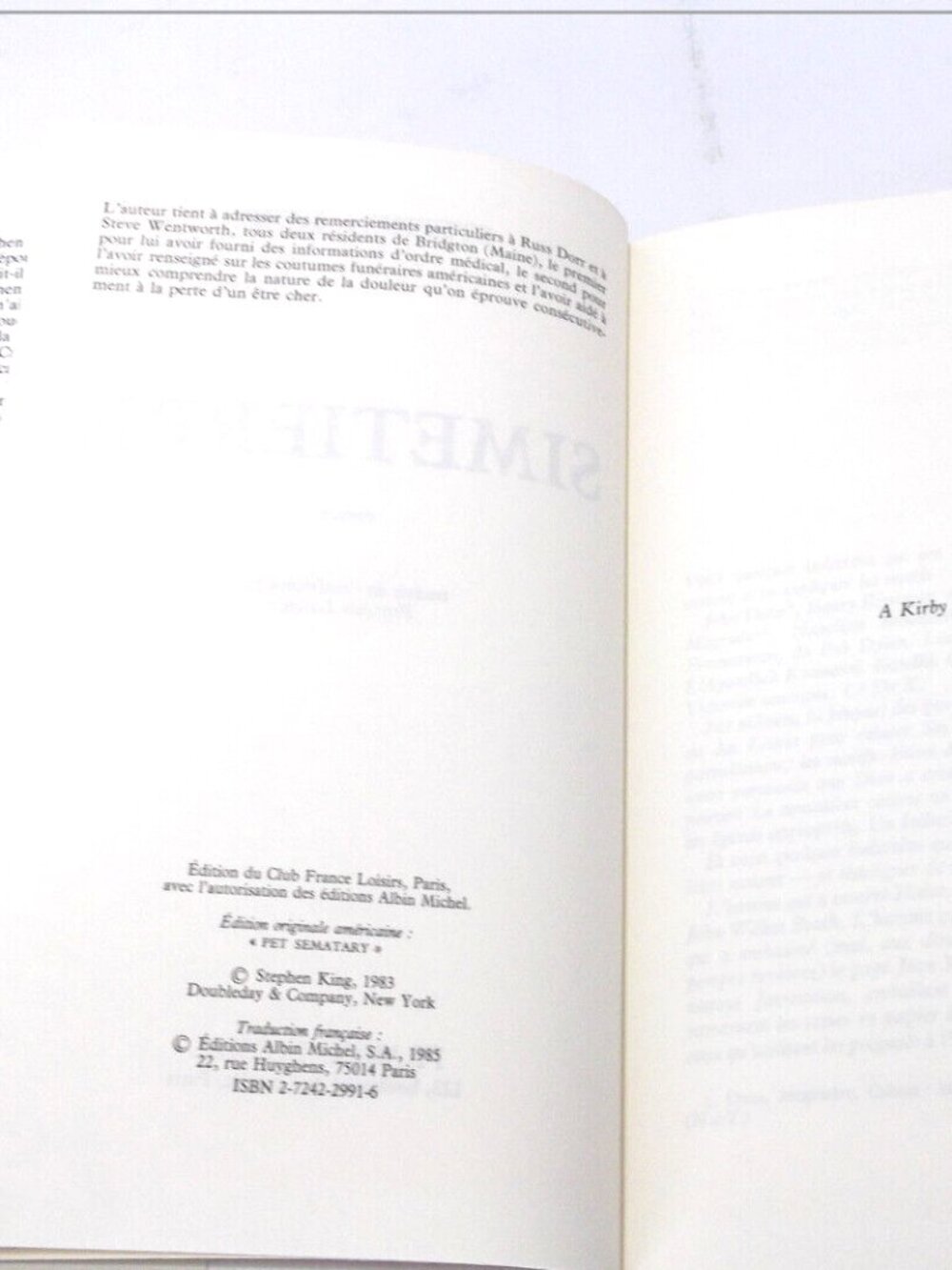 Stephen King - Simetierre French Hardcover France Loisir 1985 - Picture 5 of 6